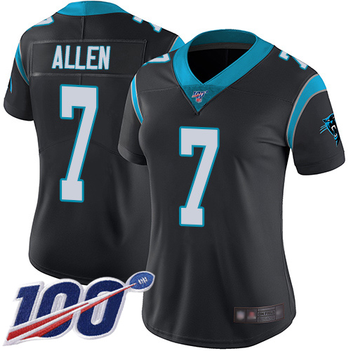 Carolina Panthers Limited Black Women Kyle Allen Home Jersey NFL Football #7 100th Season Vapor Untouchable